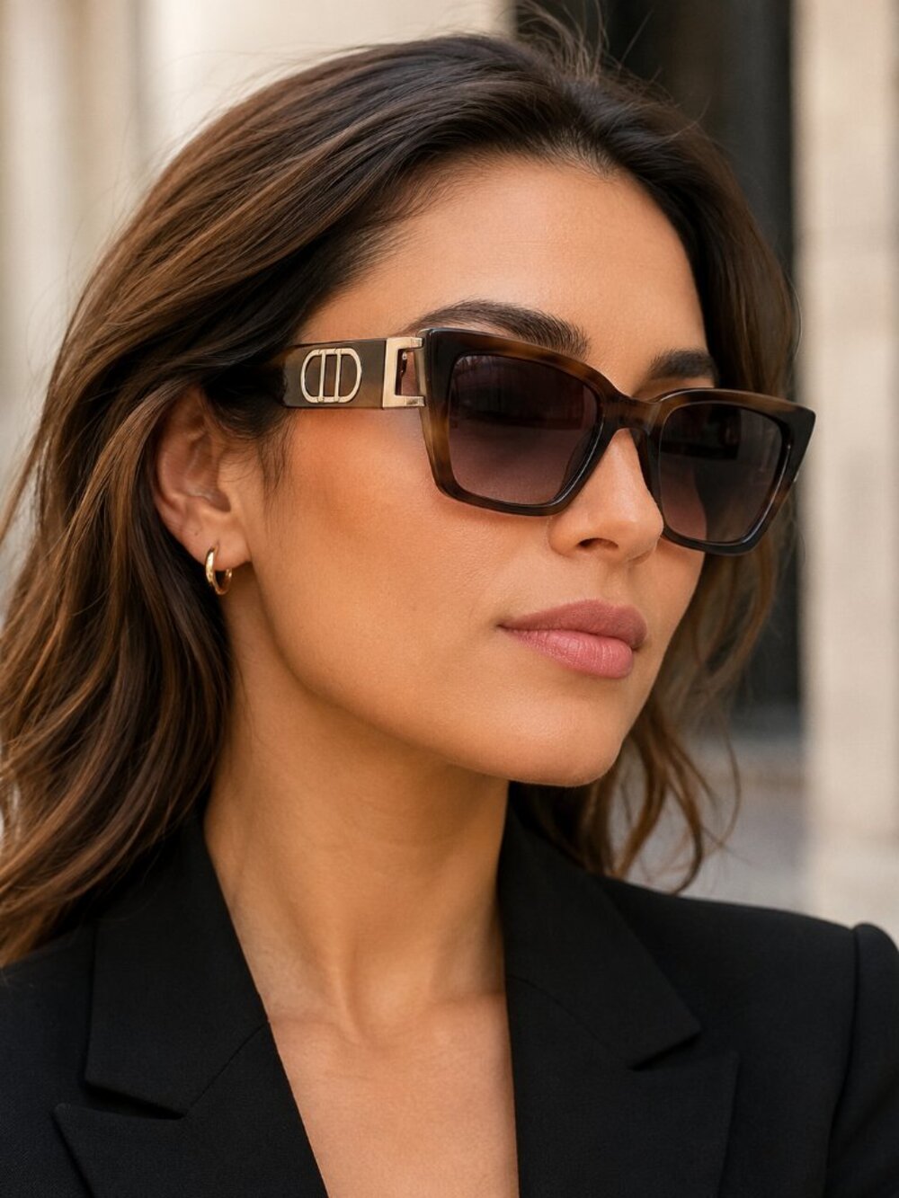 Carolina Lemke Berlin Ariella Milky Brown Lines Sunglasses — NIB